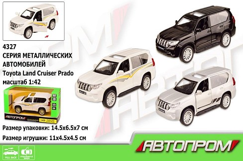 Машина метал 4327 (96шт/2) АВТОПРОМ&quot;,1:42 Land Cruiser Prado,3 кольор,відкр.двері,в кор. 14,5*6,5*7&quot;