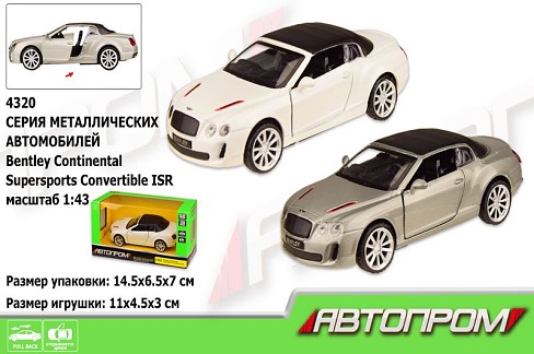 Машина метал 4320 (96шт/2) АВТОПРОМ&quot;,1:43 BENTLEY, 2 кольори,відкр.двері,в кор. 14,5*6,5*7см&quot;