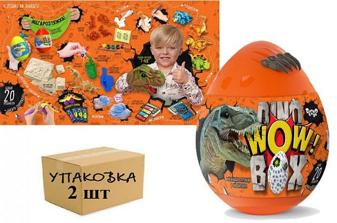 Яйце Діно Dino WOW Box укр (2) DWB-01-01U УП2шт (розк,гіпс,фар,форм,кін.пісок,рукавичка,лизун,ігри)