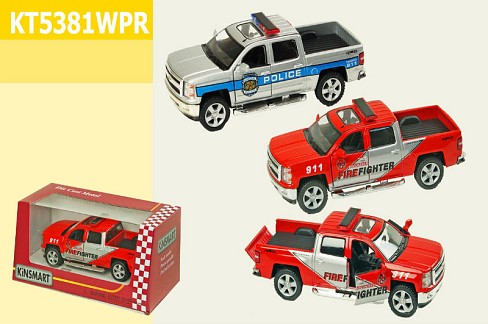 Машина метал KINSMART&quot; KT5381WPR (96шт/4) Chevrolet Silverado (Police/ Fire Fighter),в кор16*8*7,5&quot;