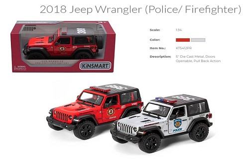 Модель джип JEEP WRANGLER  5&#039;&#039; KT5412WPR Police/Firefighter метал.інерц.відкр.дв.2в.кор