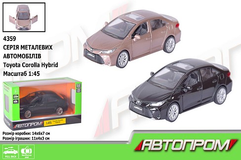 Машина метал АВТОПРОМ арт. 4359 (96шт/2) 1:45 Toyota Corolla Hybrid, відкр.двері, в кор. 14,5 * 6,5