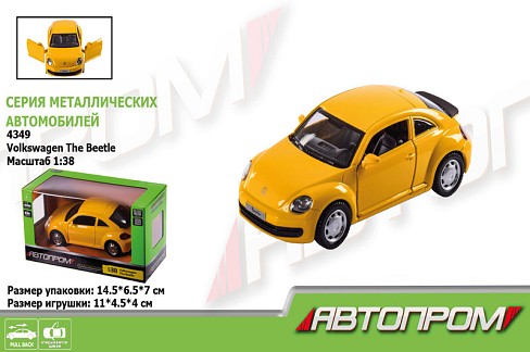 Машина мет. АВТОПРОМ арт. 4349 (96шт/2) 1:38 Volkswagen The Beetle,відкр..двері, короб.  14,5*6,5*7с