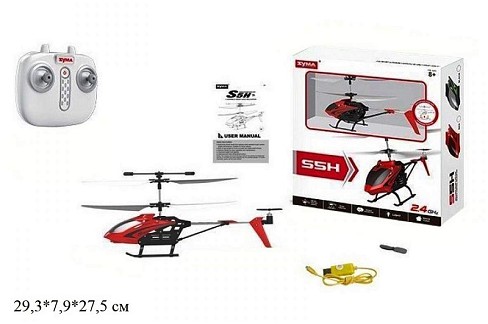 Вертоліт Syma S5H,р/у, з гіроскопом,барометром.світ.2кол.USB.кор.29,3*7,9*27,5 /24/