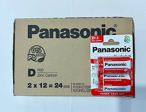 Батарейка сольова  Panasonic  Zinc Carbon  R20  2bl (24/120) (EU)