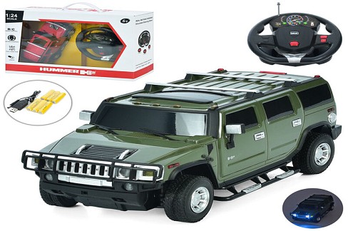 Джип 27020A (8шт) р/к, Hummer H2, 1:24, акум, 21см, світло, гумові колеса, USBзарядне, 2 кольори, в