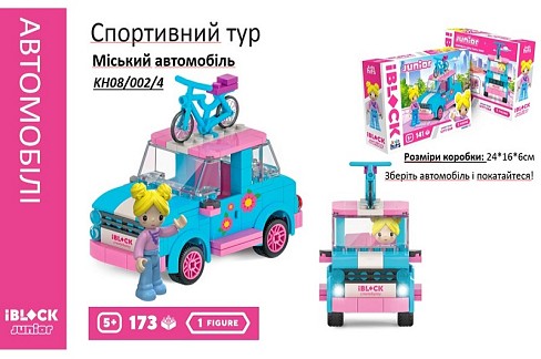 Конструктор Kids hits IBLOCK JUNIOR  KH08/002/4 (36шт/2)  Дівчатка, Спорт Тур Міський автомобіль,173