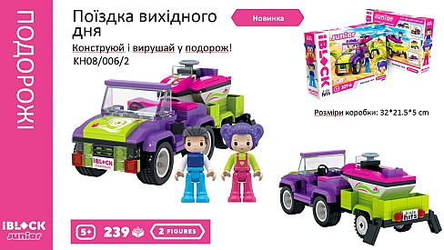 Конструктор Kids hits IBLOCK JUNIOR  KH08/006/2 (24шт/2)  Подорож вихідного дня, 239 дет,2 фігур