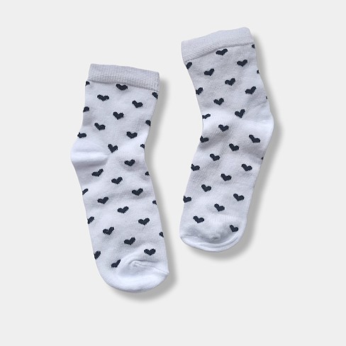 Шкарпетки дитячі Twinsocks 304 р22-24 білий/чорний сердечки (4168ш)