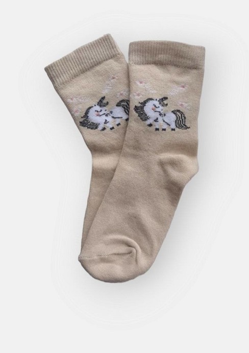 Шкарпетки дитячі Twinsocks 304 р.14-16 Єдинорог паголінок св.бежевий (2121ш)