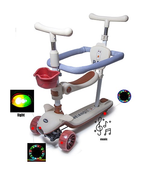 Самокат 5 в 1 з бортиком BAQ БІЛИЙ