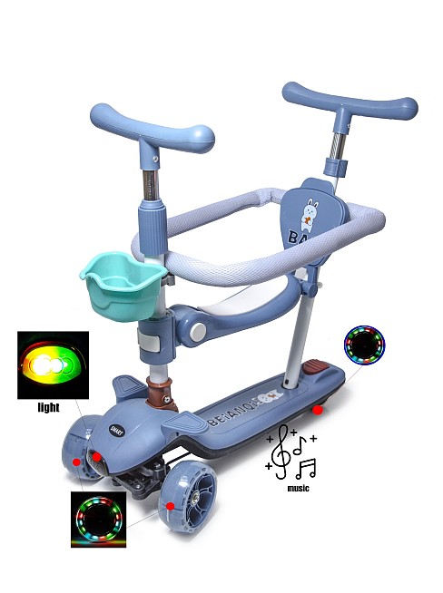 Самокат 5 в 1 з бортиком BAQ СИНІЙ