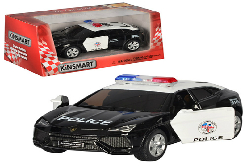 Машина метал KINSMART&quot; KT5368WP (96шт/4) &quot;Lamborghini Urus (Police)&quot;, в коробці 16*8*7,5см&quot;