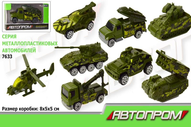 Машина мет. АВТОПРОМ арт. 7633 (288шт/2) 1: 64,8 видів, короб. 8*5*5см