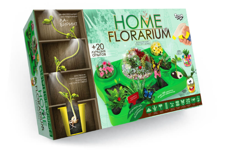 HOME FLORARIUM Безпечний освітній набір для вирощування рослин укр (5) ПокHFL-01-01U  ШТ