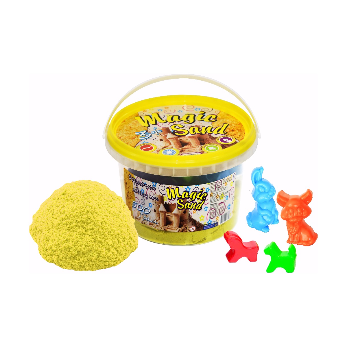 Magic sand жовтого кольору, у відрі 0,500 кг  Ст371-6