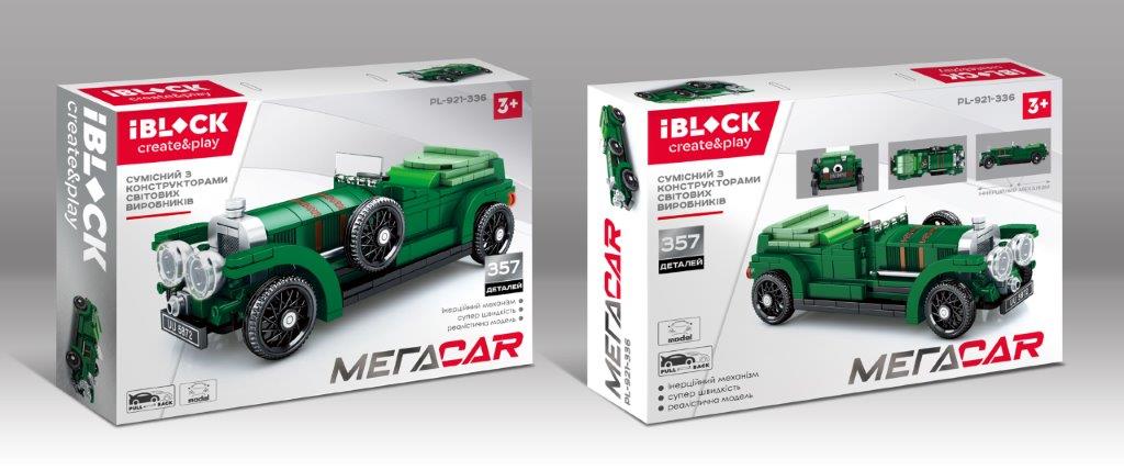 Конструктор IBLOCK  PL-921-336 (36шт/2) МЕГАCAR, 357 дет. в компл., в кор 38*26*7 см