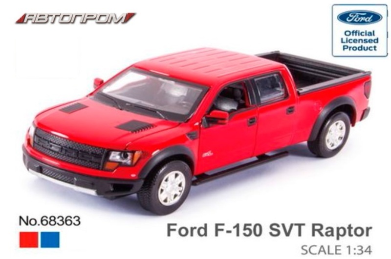 Машина метал АВТОПРОМ арт. 68363 (48шт/2) 1:34 Ford F-150 SVT Raptor, бат., світло, звук, відкр.двер