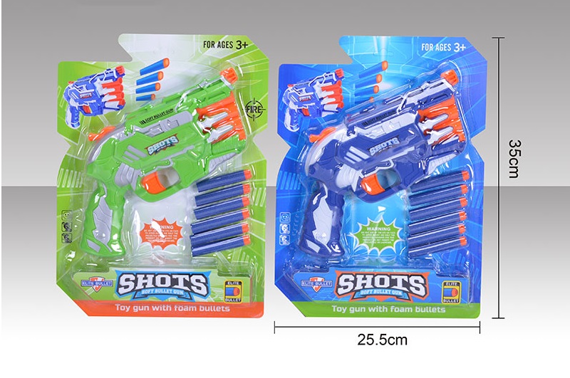Бластер арт. HW-505A (48шт/2)2кольори, 6поролон. знарядів, планш. 35*25, 5см