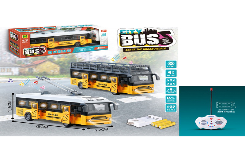 Автобус SH091-458B (12шт) 28см,р/к, акум.,USB зарядка,1:32,звук,світло,2 види,в кор-ці,38-15-10,5см