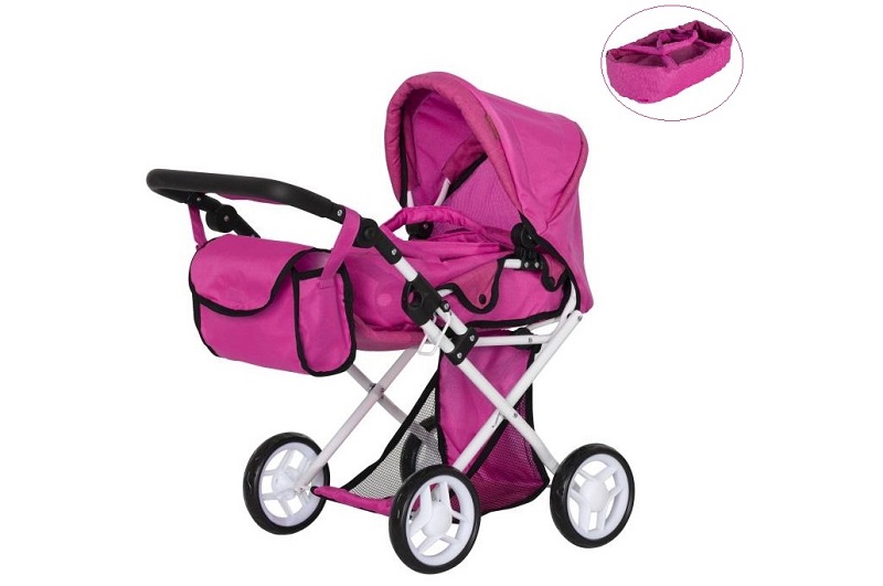 Коляска для ляльки CARRELLO UNICO 9346 HOT PINK з сумкою метал.кор.45*15*36,5 /1/