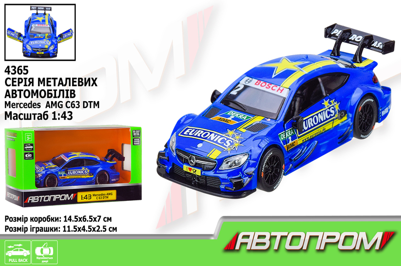 Машина мет. АВТОПРОМ арт. 4365 (96шт/2) 1:43 Mercedes-AMG C 63 DTM,1 колір,відкр. двері,короб. 14,5*