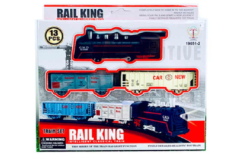 Залізниця 19051-2 (48шт) діам.67,5см/довж.210см, локомотив, звук, світло, 2 вагони, 13дет, на бат-ці