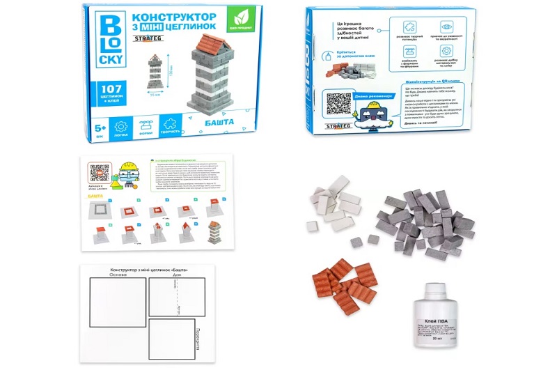 Будівельний набір для творчості з міні-цеглинок BLOCKY Башта Strateg (31022)