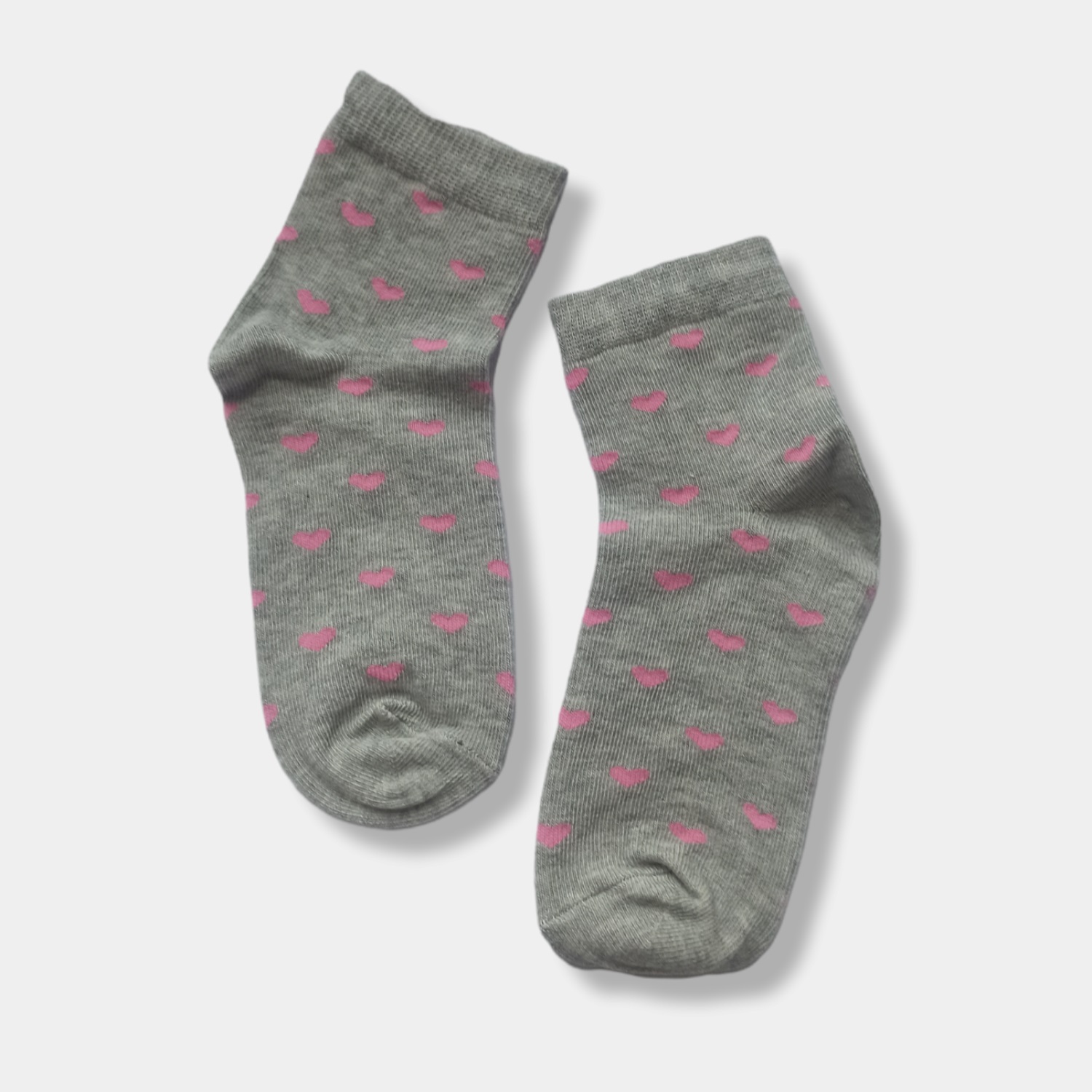 Шкарпетки дитячі Twinsocks 304 р22-24 сірий меланж/рожевий сердечки (4106ш)