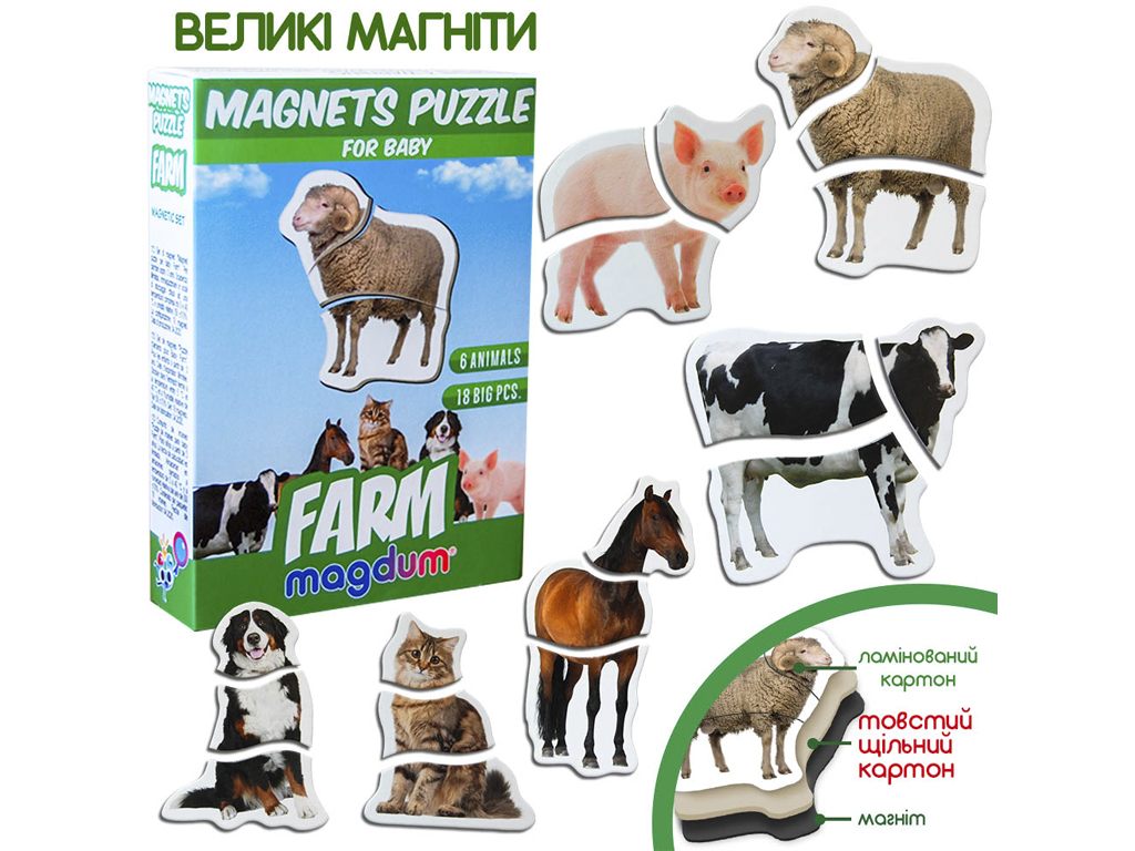 Magnets puzzle for baby Farm  ML4031-19 EN